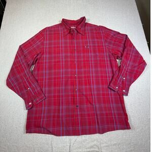 Under Armour Men's XL Red Blue Snap Front All Season Gear Long Sleeve Shirt UA